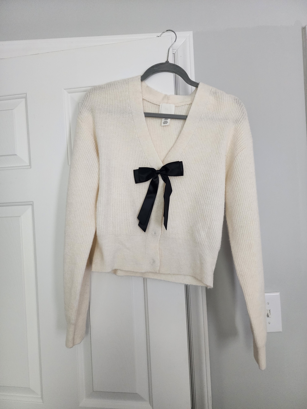 H&M Cream Rib-knit cardigan